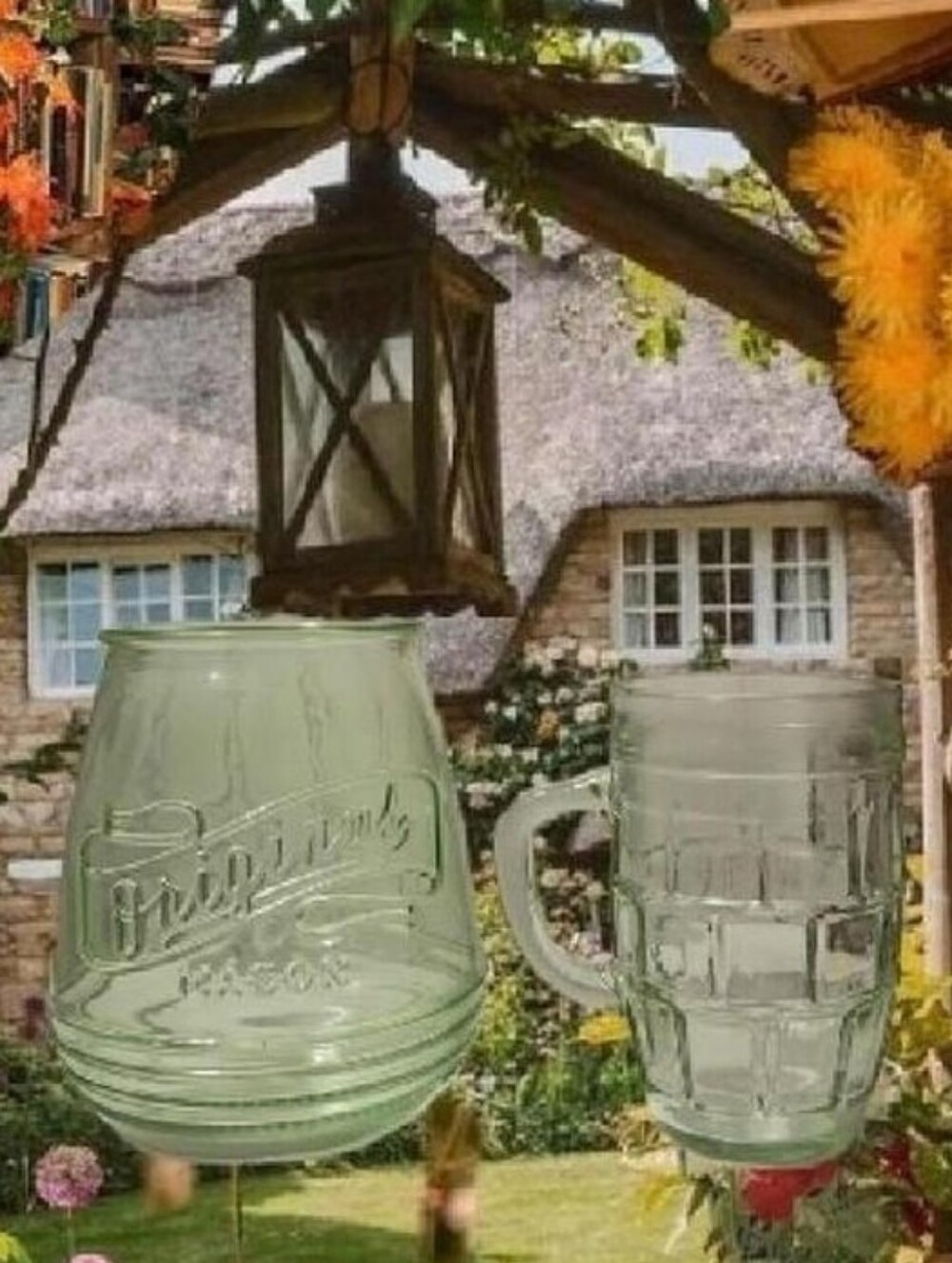 Glavers Original Mason Green Wine Glass & Vintage 70s Green Glass Barrel Mug
